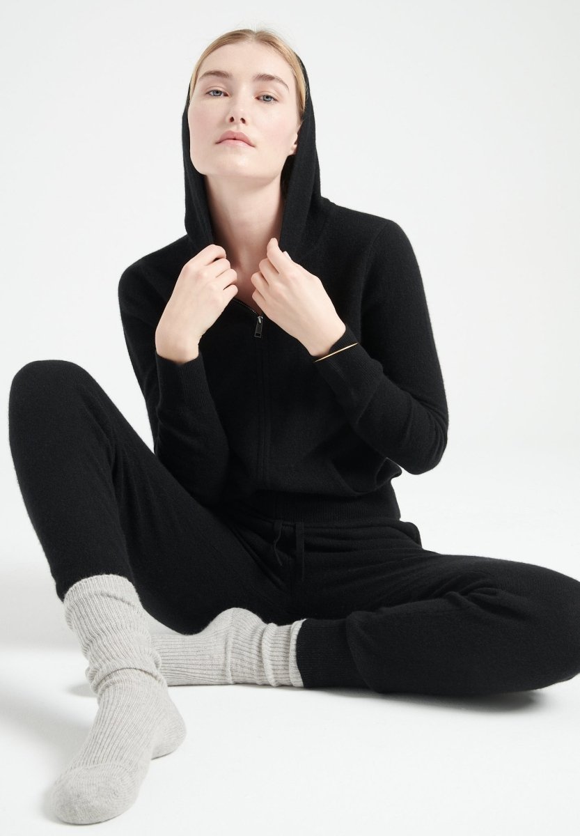 Pantalon femme en cachemire noir - LILLY 11